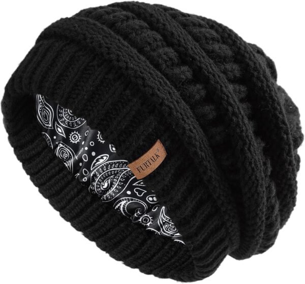 FURTALK Winter Beanie Hat for Women Satin Lined Cable Knit Chunky Slouchy Beanies Skull Warm Cap - Image 2