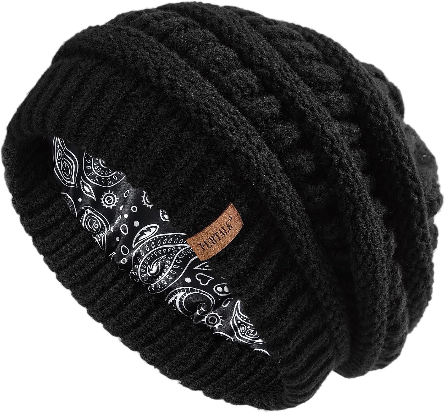 FURTALK Winter Beanie Hat for Women Satin Lined Cable Knit Chunky Slouchy Beanies Skull Warm Cap - Image 2