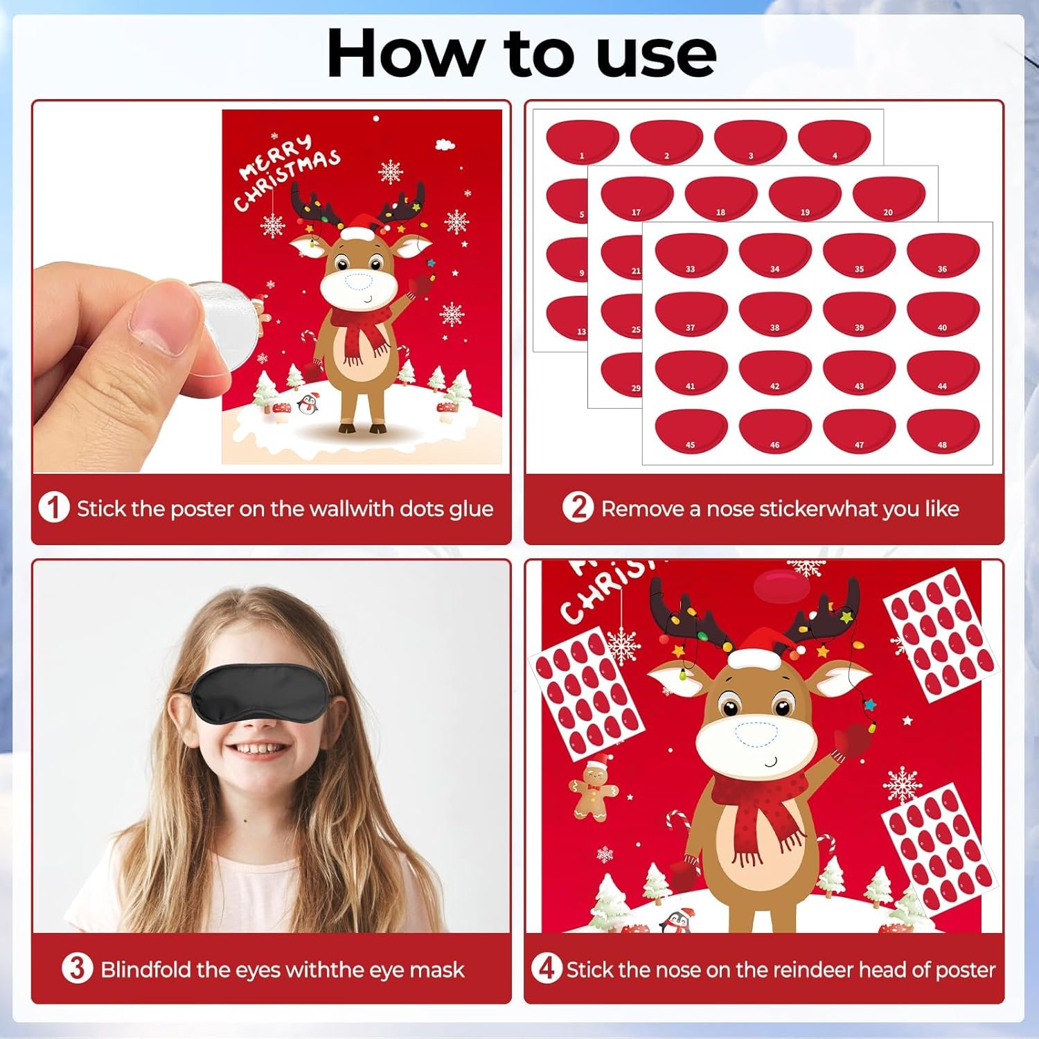 Haunt Couture Christmas Games for Kids - Pin The Nose on The Reindeer, 36 Player Kit, Christmas Pin The Tail on The Reindeer Game - Christmas Games for Kids Girls Boys - Image 5