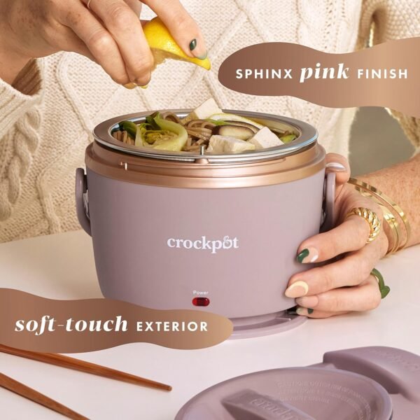 Crock-Pot 20-Ounce Electric Lunch Box, Portable Food Warmer, Blush Pink | Perfect for Travel, Car, On-the-Go | Spill-Free, Dishwasher-Safe - Image 6
