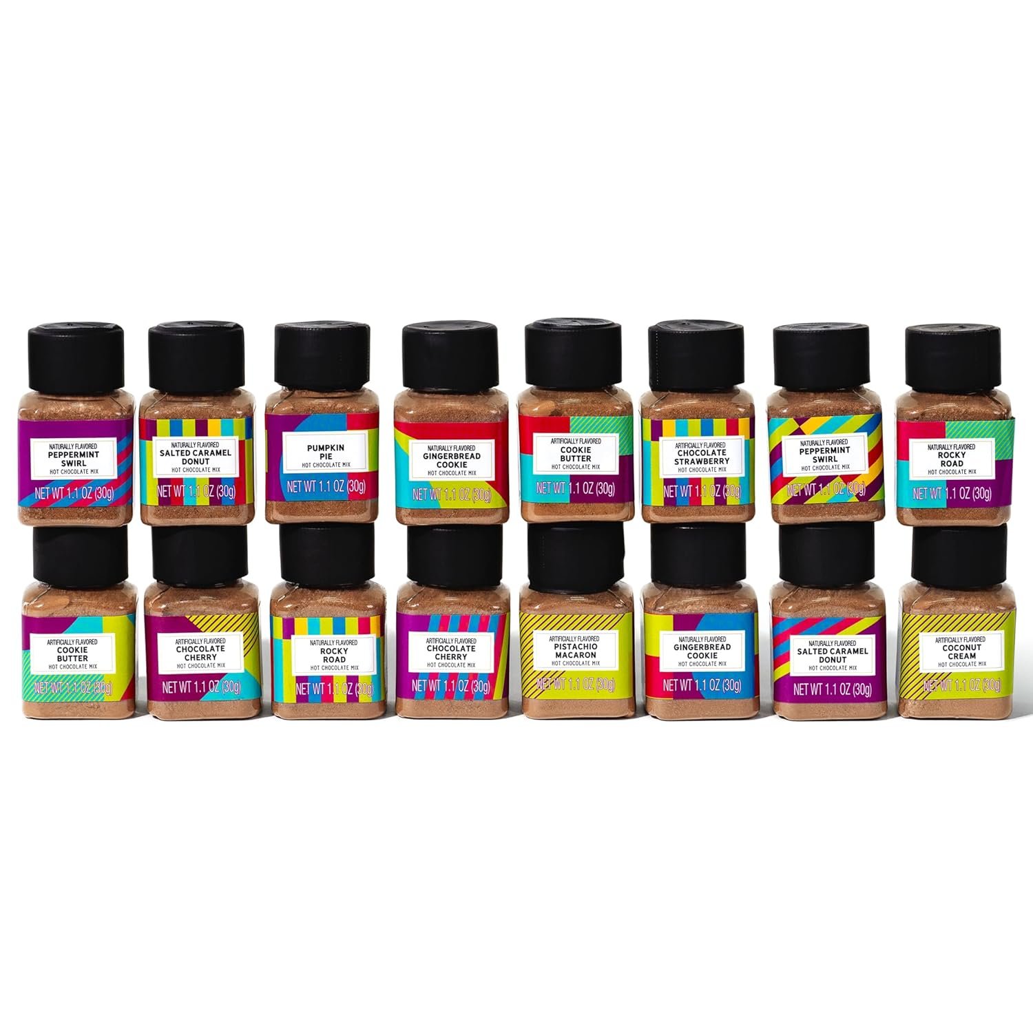 BomBombs, Hot Chocolate Mix Gift Set in Mini Bottles, Flavors Include Rocky Road, Pumpkin Pie, Chocolate Cherry, Peppermint Swirl, Salted Caramel Donut & More, Sampler Set of 16 - Image 3