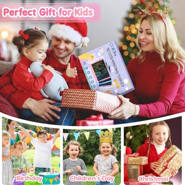 LCD Writing Tablet for Kids 12 Inch, Kids Learning Toys Drawing Pad for Girls Boys, Erasable Doodle Board for Toddlers 3 4 5 6 7 8 Year Old Travel Essentials, Christmas Birthday Gift for Kids - Image 9