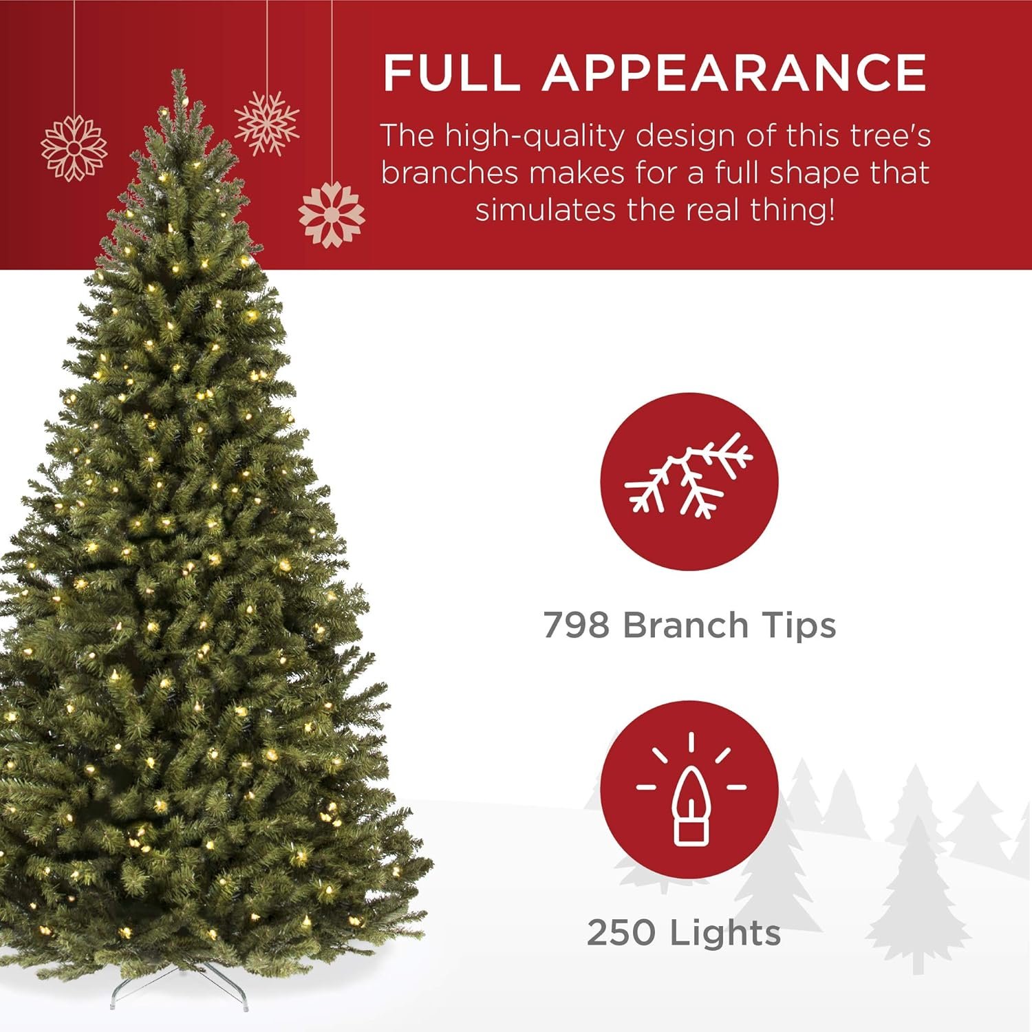 Best Choice Products 6ft Pre-Lit Spruce Artificial Holiday Christmas Tree for Home, Office, Party Decoration w/ 250 Incandescent Lights, 798 Branch Tips, Easy Assembly, Metal Hinges & Foldable Base - Image 4
