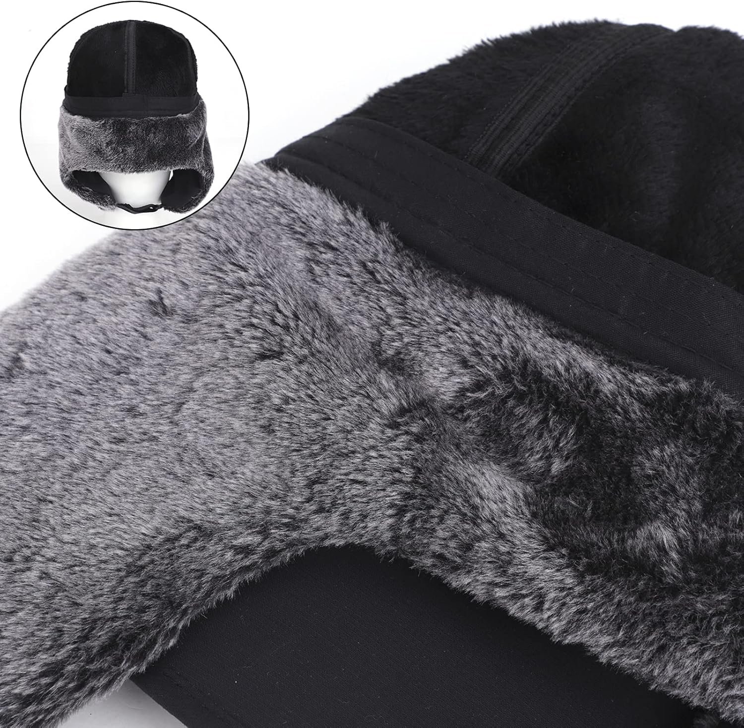 Winter 3 in 1 Thermal Fur Lined Trapper Hat with Ear Flap Full Face Warmer Cover Windproof Cycling Motorcycle Headwear - Image 7