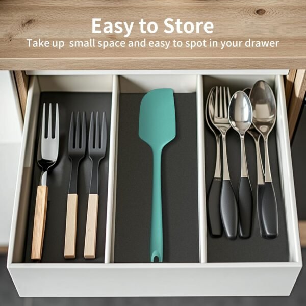 Kitchen Silicone Spatula Set, 600ºF High Heat Flex Silicone Large Scraper with Nonslip Handle for Cooking Mixing Baking Serving Stirring Flipping Non-stick Cookware (Aqua Sky) - Image 9