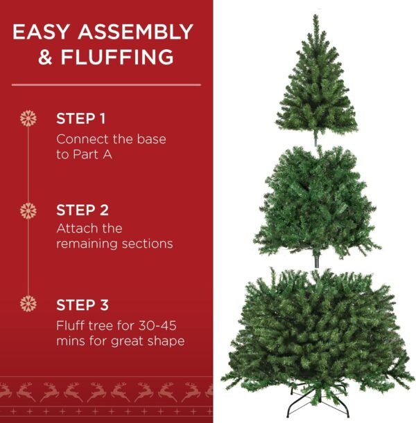 Best Choice Products 6ft Pre-Lit Spruce Artificial Holiday Christmas Tree for Home, Office, Party Decoration w/ 250 Incandescent Lights, 798 Branch Tips, Easy Assembly, Metal Hinges & Foldable Base - Image 5