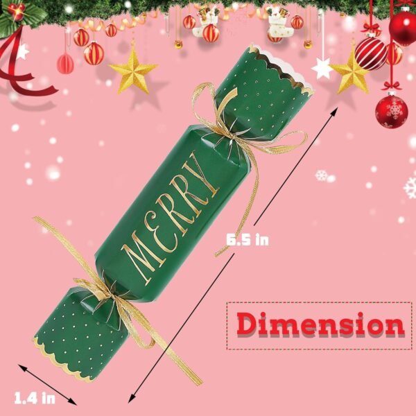 Lulu Home 12 Packs Non-Snap Christmas Crackers Set, Xmas Gift Box Kit Inside with A Puzzle, Small Gadget & Paper Crown for Party Dinner Game Traditions, Reindeer Santa Patterned, Each 6.5"H x 1.4"Dia - Image 3