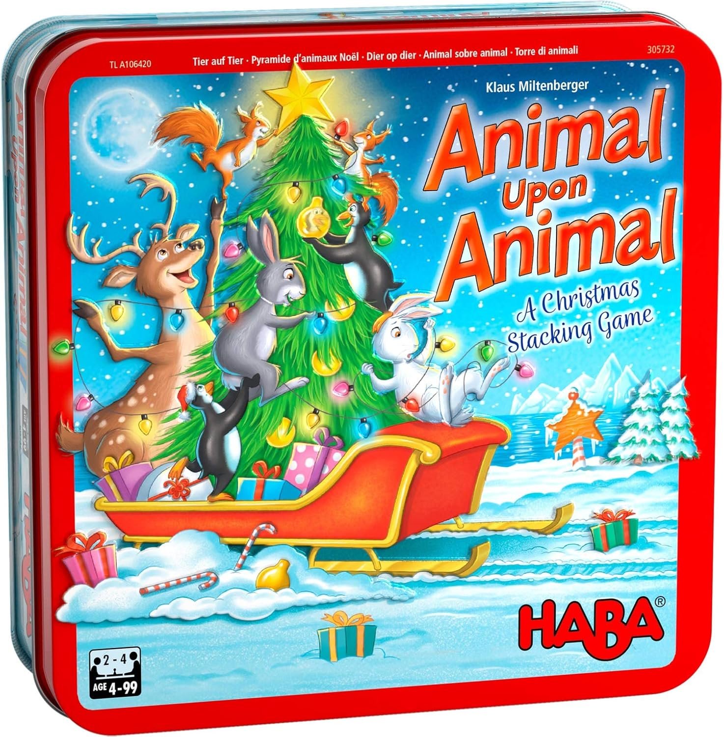 HABA Animal Upon Animal Christmas Limited Edition Wooden Stacking Game in Collector's Tin - Fun Games with Wooden Animals & Christmas Games - Image 2