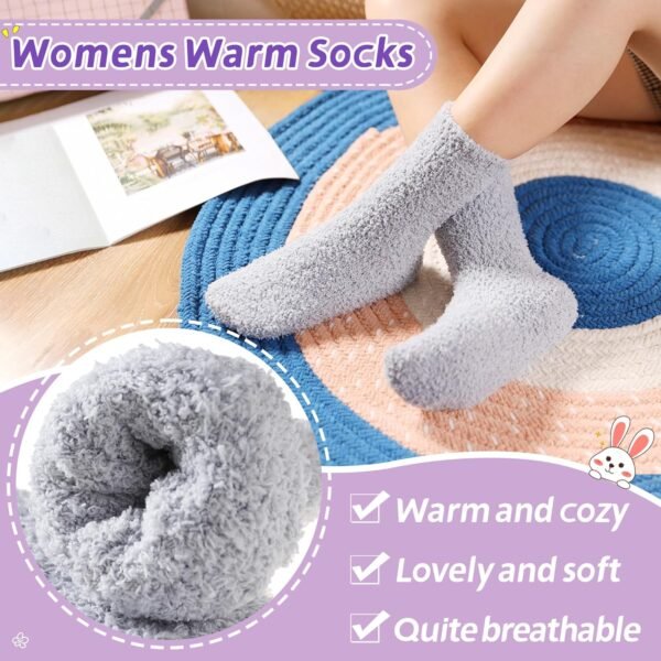 Women Fuzzy Slipper Socks Winter Microfiber Soft Cozy Plush Fluffy Socks Warm Comfy Thermal Home Sleeping Socks - Image 4