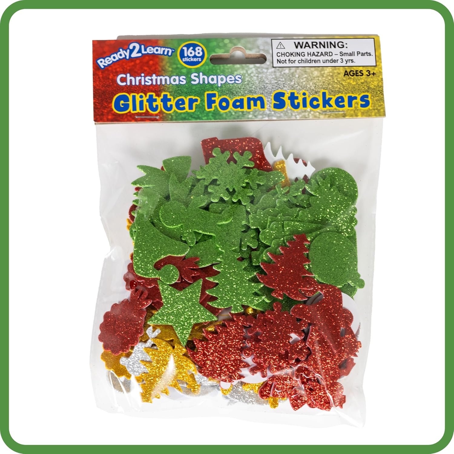READY 2 LEARN Glitter Foam Stickers - Christmas Shapes - Pack of 168 - Self-Adhesive Stickers for Kids - Glitter Stickers for Holiday Crafting - Image 7