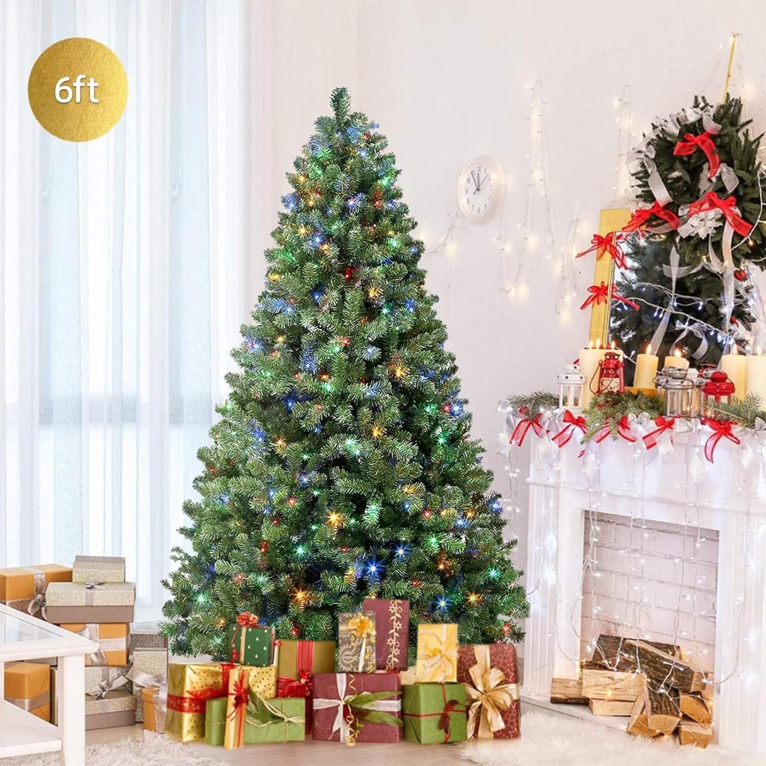SHareconn 6ft Prelit Premium Artificial Hinged Christmas Tree with Remote Control,Timer, and 330 Warm White & Color LED Changing Lights, 952 Branch Tips, Perfect Choice for Xmas Decoration, 6 FT - Image 8