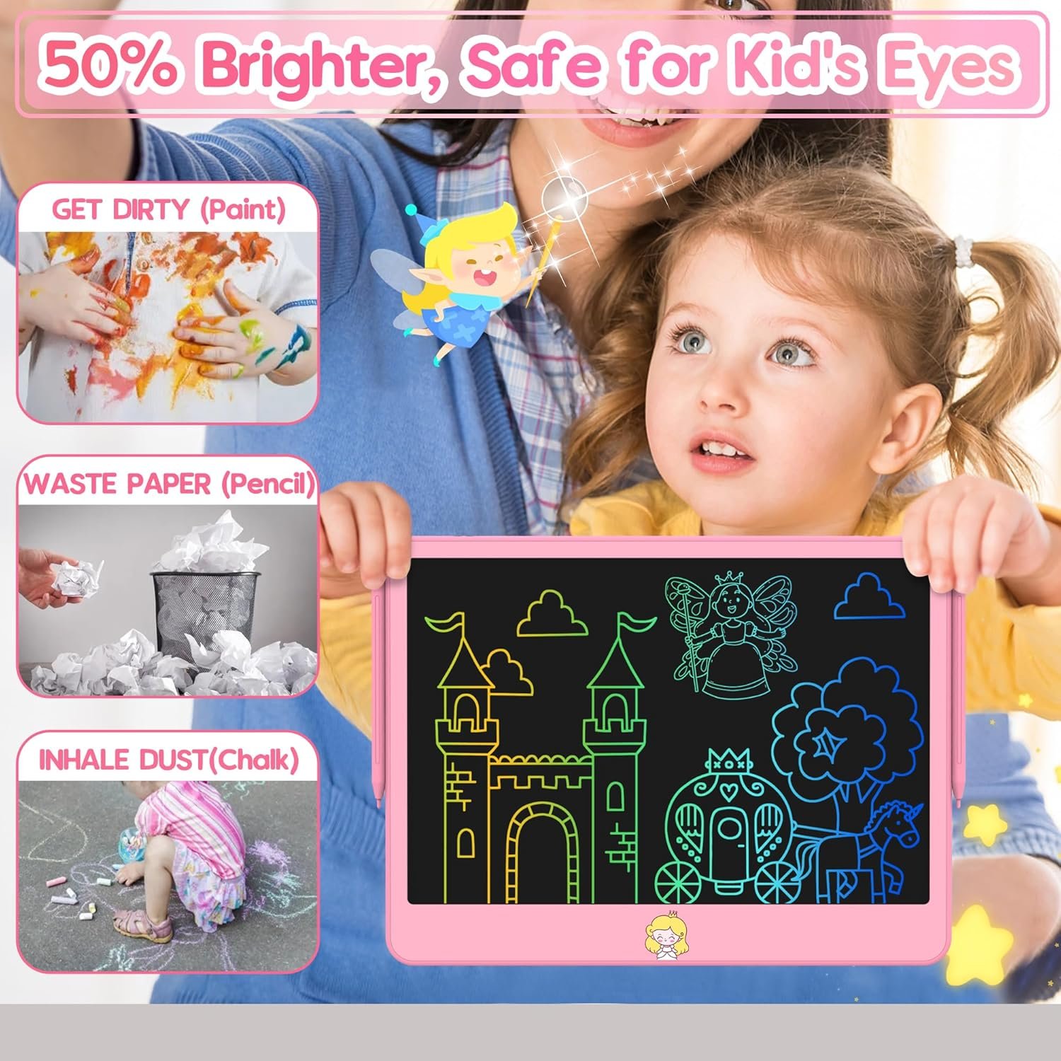 LCD Writing Tablet for Kids 12 Inch, Kids Learning Toys Drawing Pad for Girls Boys, Erasable Doodle Board for Toddlers 3 4 5 6 7 8 Year Old Travel Essentials, Christmas Birthday Gift for Kids - Image 3
