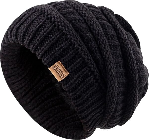 REDESS Slouchy Beanie Hat for Men and Women Winter Warm Chunky Soft Oversized Cable Knit Cap - Image 3