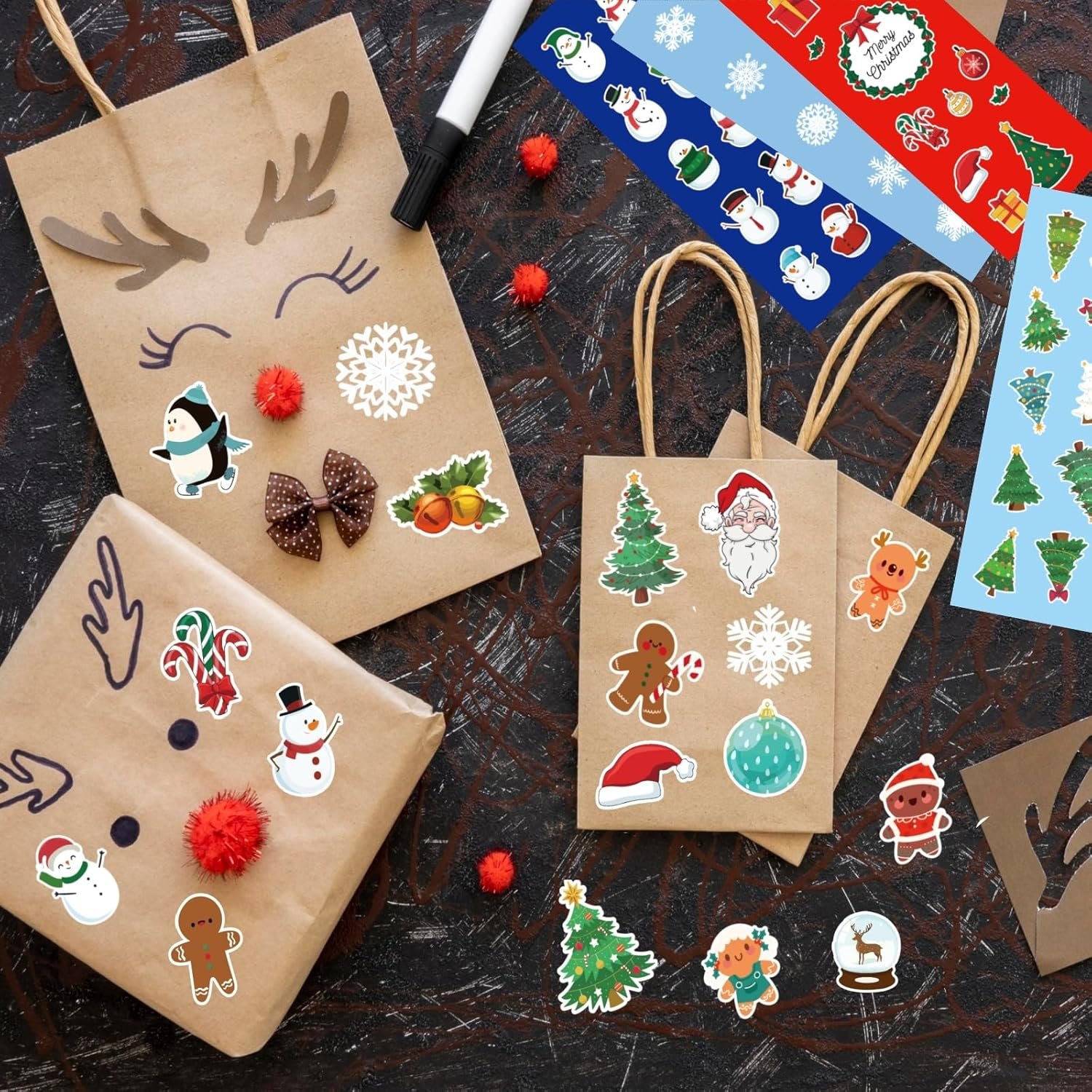 100 Sheets Christmas Stickers for Kids, 1220+pcs Holiday Stickers for Christmas Party Favors Stocking Stuffers, Bulk Christmas Stickers for Crafts Cards (10 Styles) - Image 6