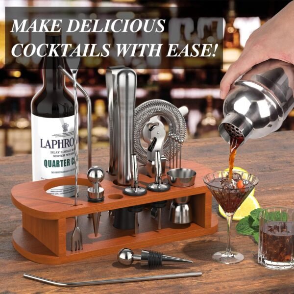 Cocktail Shaker Set with Stand - 25pcs Mixology Bartender Kit 25oz Professional Bar Tools Set Bar Accessories for Drink Mixing, Bartender Gifts for Home Bar, Parties - Image 6