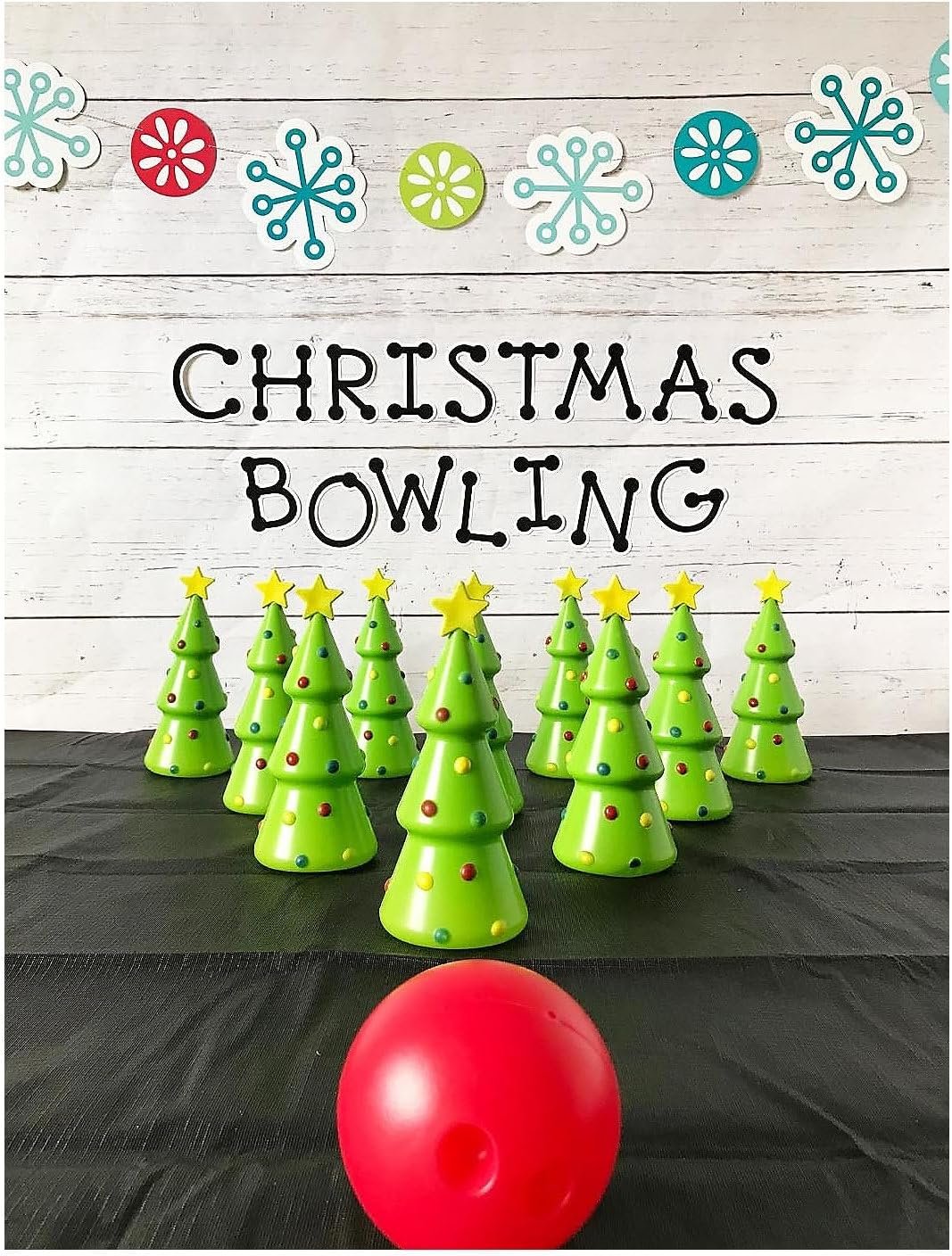 Fun Express Holiday Christmas Bowling Set (Comes with 10 pins and 2 Balls) Christmas Party Games - Image 4