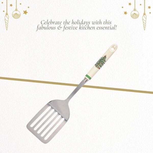 Spode Christmas Tree 13" Stainless Steel Slotted Spatula with Porcelain Handles - Holiday Serving Turner for Christmas Dinners & Holiday Parties - Kitchen Utensil for Holiday & Winter Celebrations - Image 6