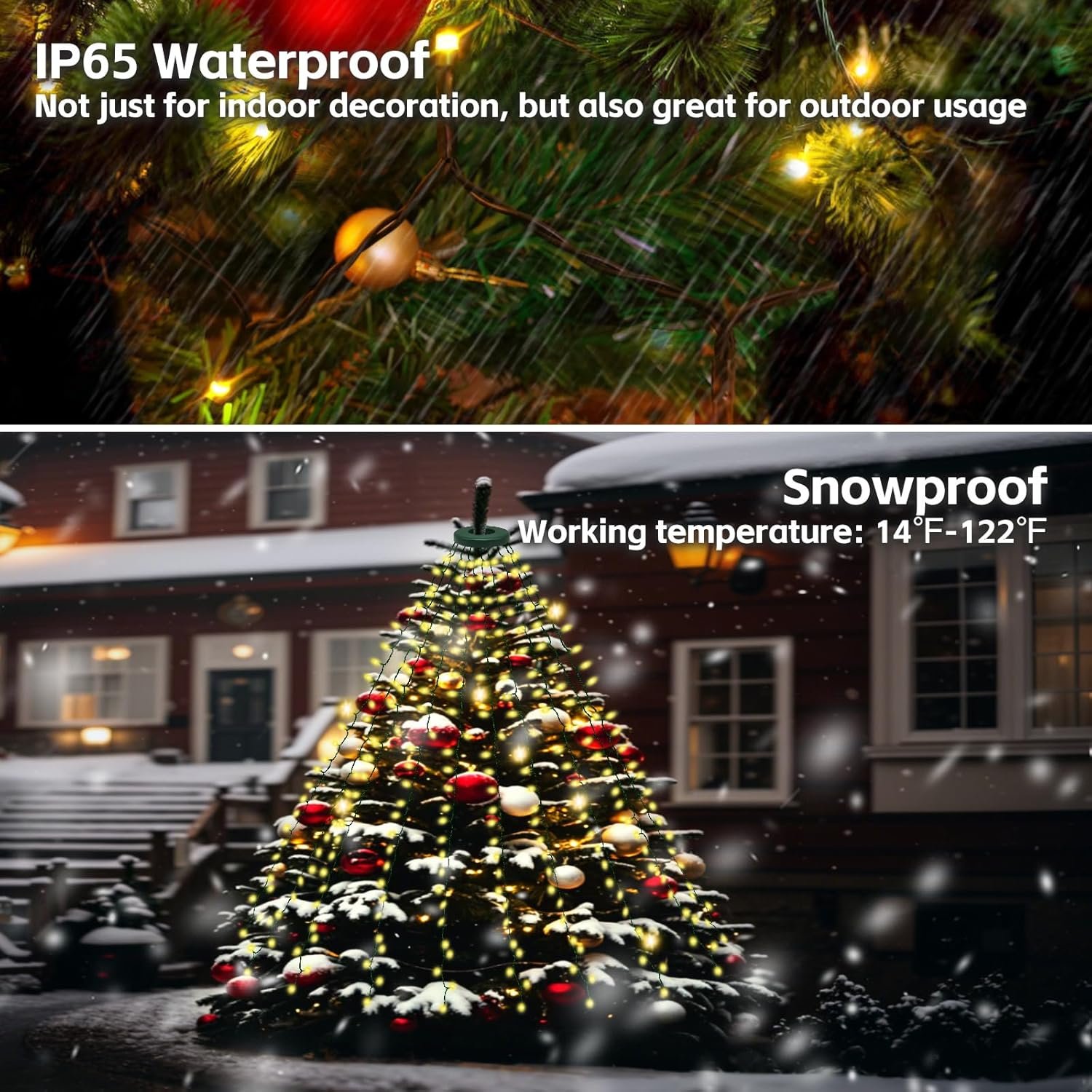Upgraded Christmas Lights for Tree Indoor, 416 LEDs Christmas String Lights with 8 Modes, Timer & Memory Function, 16 Strands of 6.9FT LED String Lights, Waterproof Outdoor Tree Decoration Warm White - Image 5