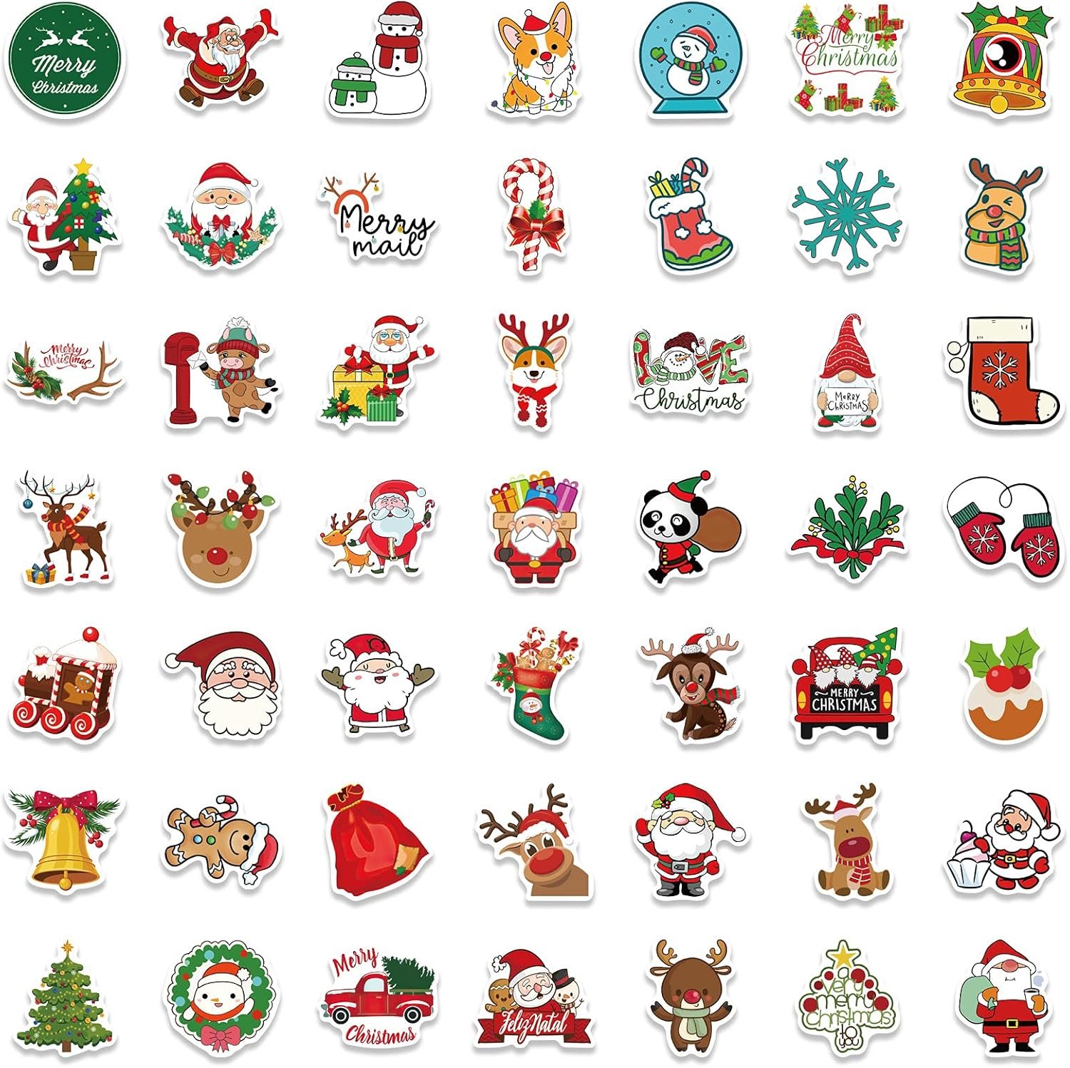 100pcs Christmas Stickers Decorations, Repeating Christmas Holiday Stickers for Kids Adults, Cute Vinyl Laptop Stickers for Skateboard, Water Bottles, Cars, Bumper, Scrapbook, Hard Hat - Image 5