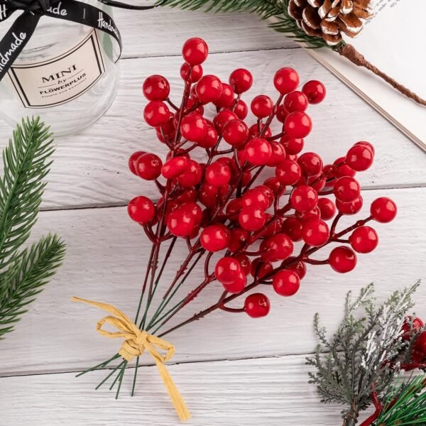 35 Pack Christmas Tree Decorations,9 inch Artificial Red Berry Stems,Red Berries Christmas Decor Christmas Tree Decorations Crafts Wedding Holiday Season Winter Décor Home Decor - Image 8