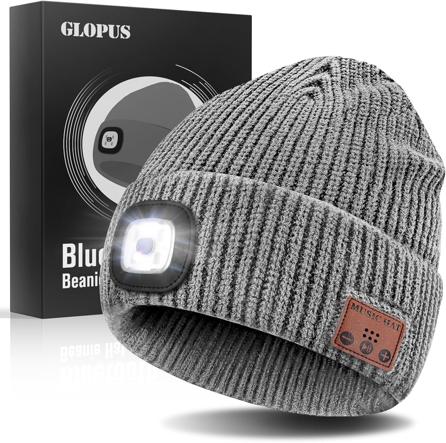 Stocking Stuffers for Adults Men, Bluetooth Beanie Hat with Light, Mens Gifts for Men Dad Him Grandpa Husband Christmas Grey - Image 2