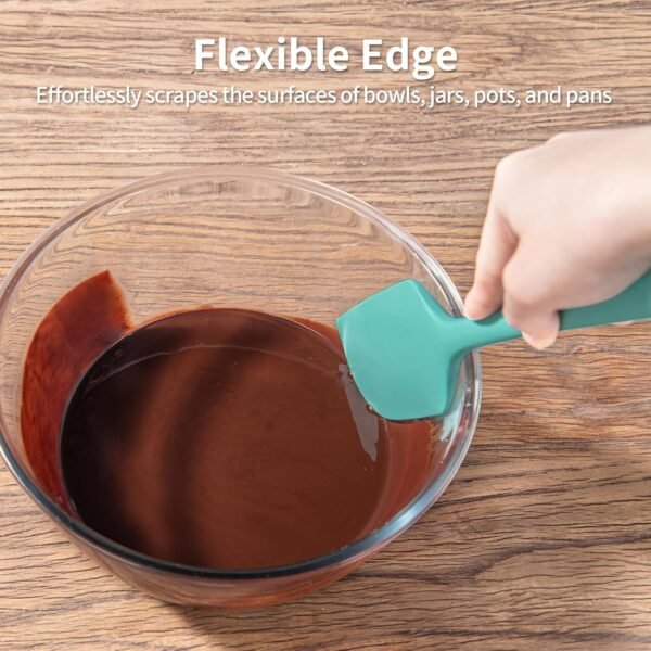 Kitchen Silicone Spatula Set, 600ºF High Heat Flex Silicone Large Scraper with Nonslip Handle for Cooking Mixing Baking Serving Stirring Flipping Non-stick Cookware (Aqua Sky) - Image 4