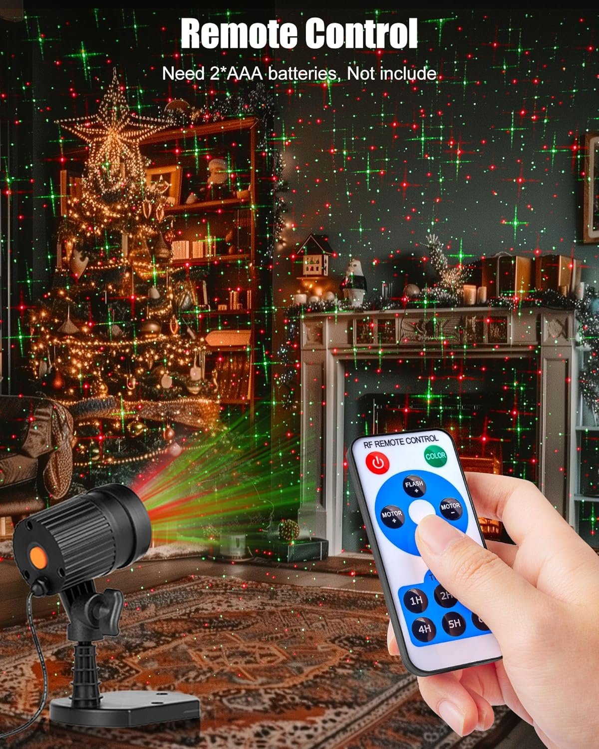 2 Pack Christmas Lights Laser Projector Outdoor Red and Green Starry Projection Light 3 Working Modes Waterproof Plug in Mountable for Holiday Xmas House Indoor Party New Year Decoration Show - Image 6