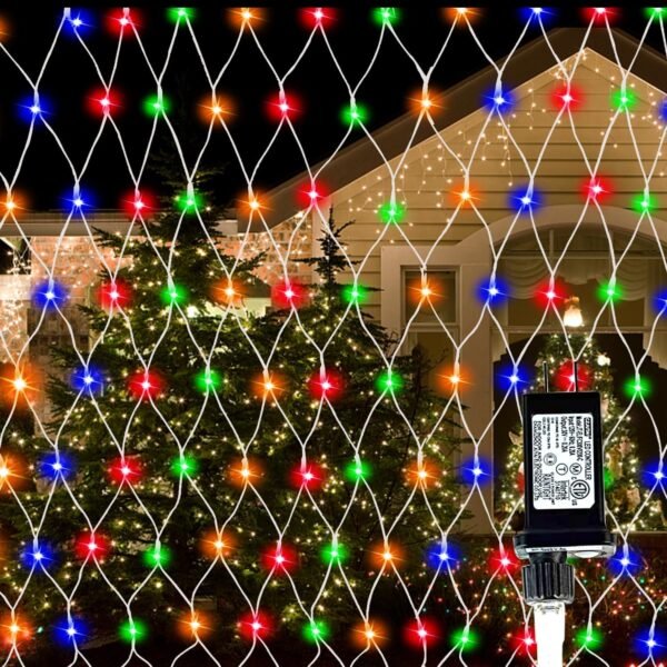 (Upgraded) Outdoor Christmas Lights, 360 LED Sturdy Christmas Net String Lights, 12x5Ft 8 Light Modes Christmas Decoration Lights for Backyards, Gardens, Bushes, Lawns, Patio, New Year - Multicolored - Image 10
