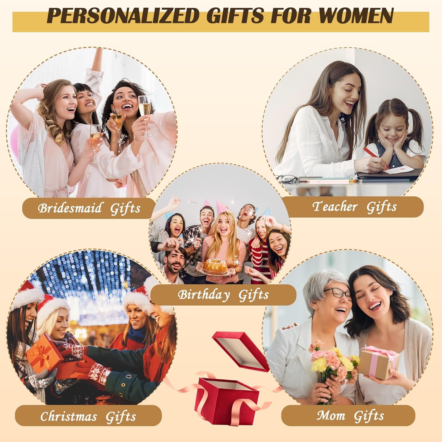 YOOLIFE Christmas Gifts for Women - Initial Jute Tote Bag & 2 Makeup Bags Birthday Gifts for Women Mom Teacher Friend Sister - Image 8