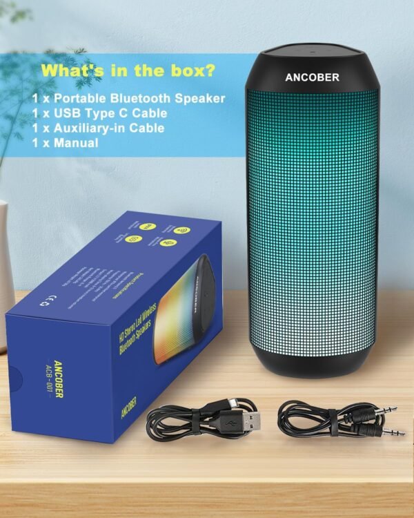 Bluetooth Speaker, Wireless Portable, HD Stereo Sound,with Cool Dynamic LED Lights, IPX4 Waterproof, BT5.3, Dual Surround Pairing, Him Her Man Teens Electronic Gadgets Gifts, for Outdoor Camping Party - Image 10