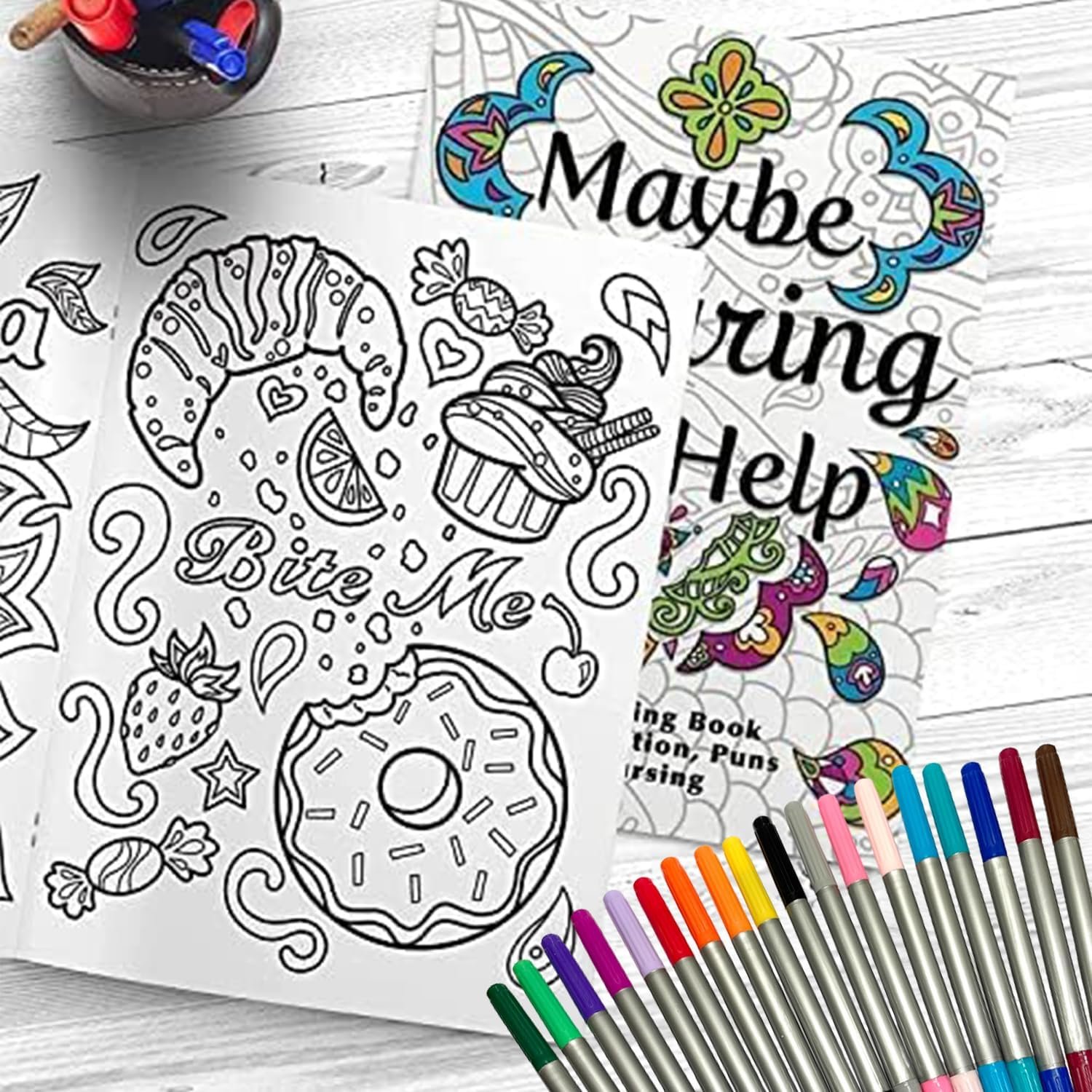 Maybe Swearing Will Help Adult Coloring Book Set - for Adults Relaxation with Markers in a Case - Motivational Swear Word Anxiety Relief - Color Cuss & Laugh Your Way to Less Stress - Image 3