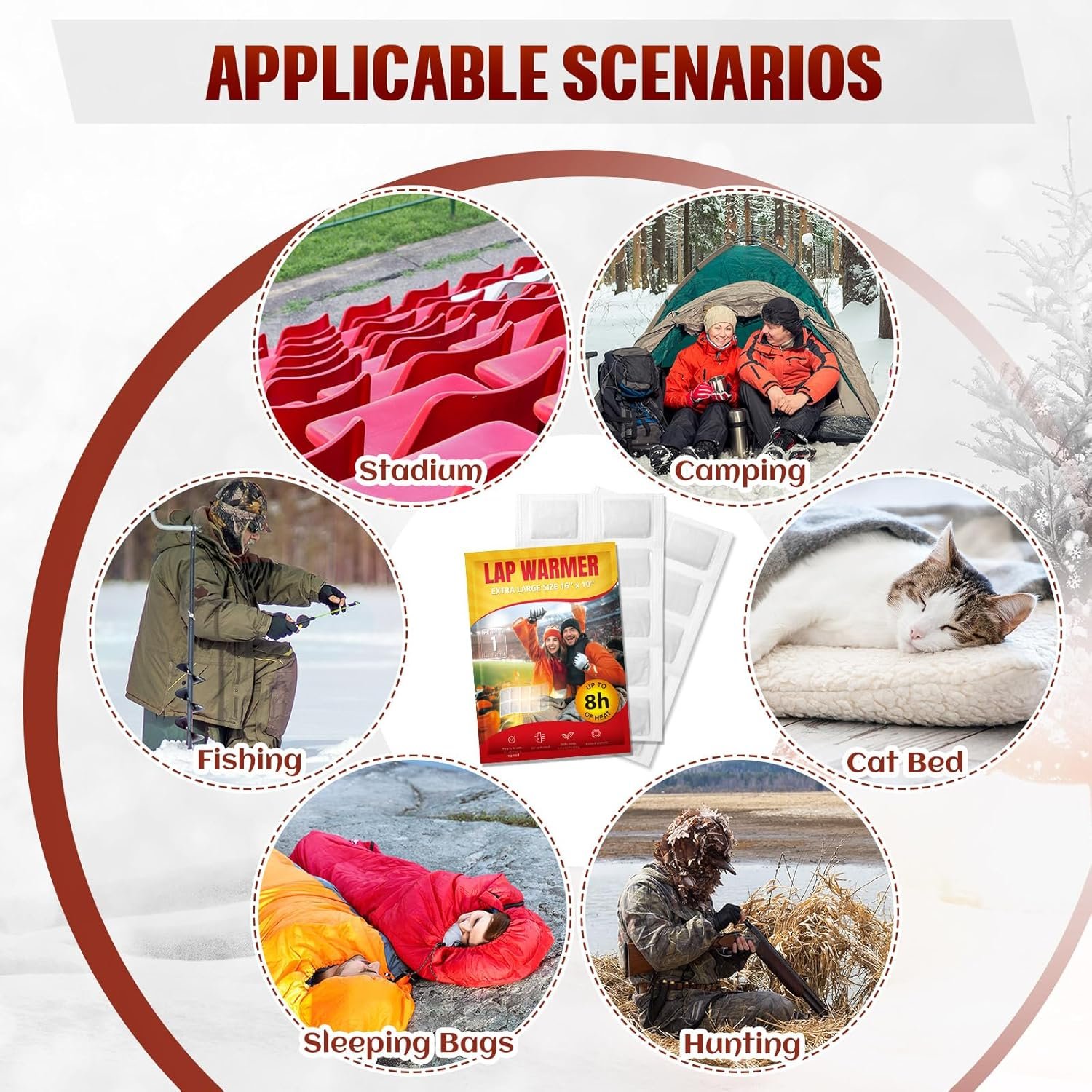 6 Pcs Lap Warmers Largest Warmers 16" x 10" Disposable Air Activated Heat Packs 8 Hours Long Lasting Camping Outdoor Sporting Events Cold Weather Gift Pairs with Any Blanket Heat up in 30 Minutes - Image 7