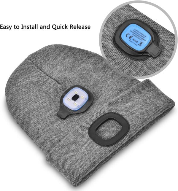 Etsfmoa Unisex Beanie with The Light Gifts for Men Dad Father USB Rechargeable Caps - Image 3