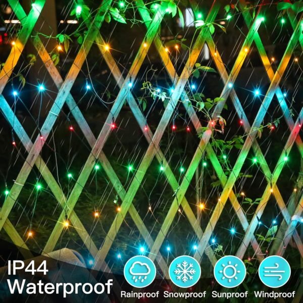 suddus 360 LED Christmas Net Lights, Net Lights Outdoor Mesh Lights,12ft x 5ft String Lights with Remote Waterproof Connectable Green Wire for Bushes, Hedge, Trees, Fence, Multicolor - Image 7