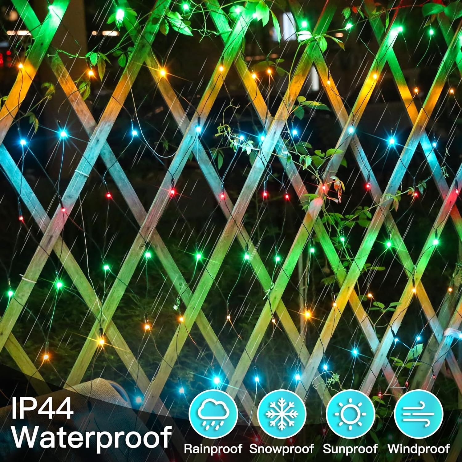 suddus 360 LED Christmas Net Lights, Net Lights Outdoor Mesh Lights,12ft x 5ft String Lights with Remote Waterproof Connectable Green Wire for Bushes, Hedge, Trees, Fence, Multicolor - Image 7