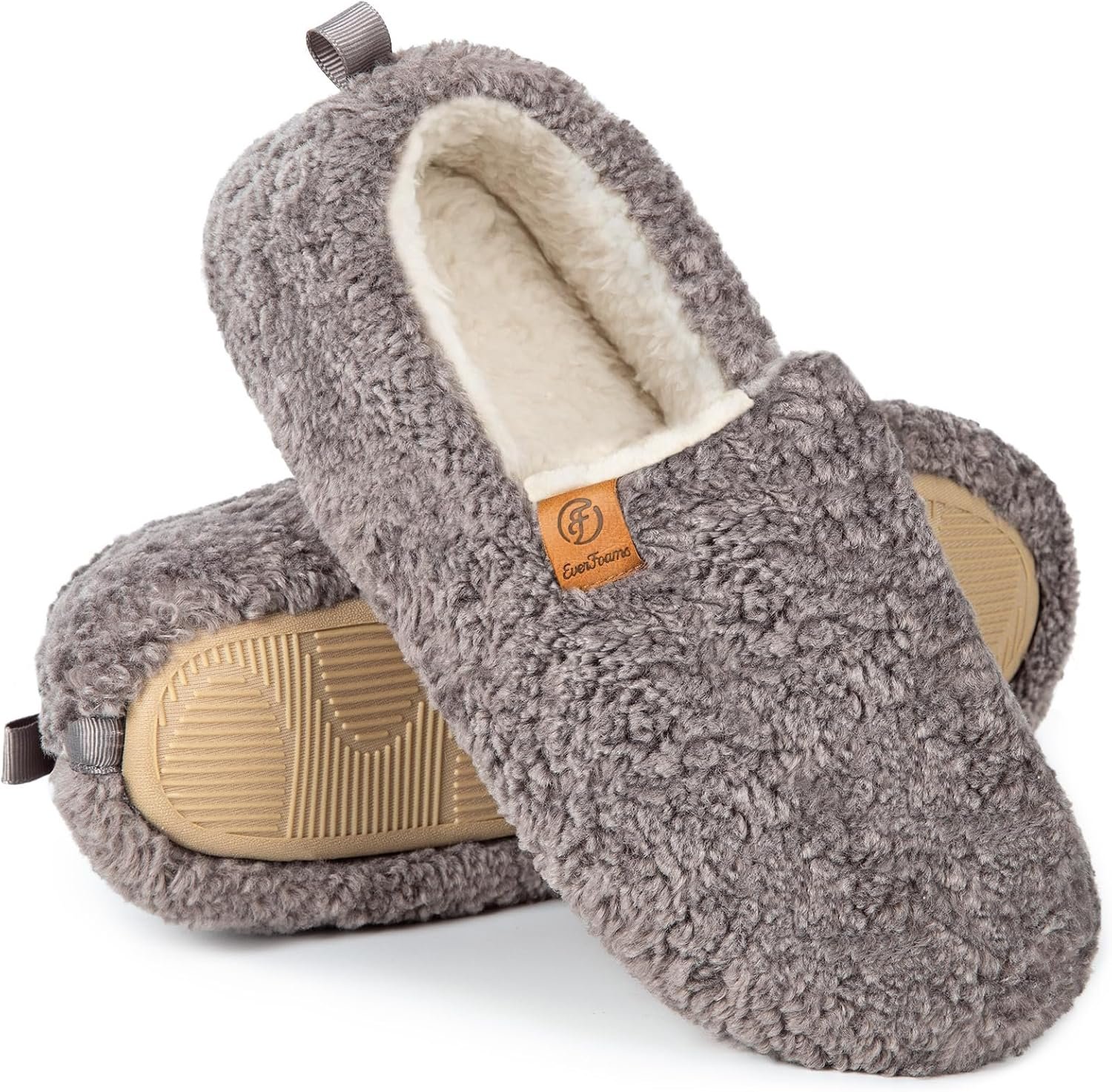 EverFoams Women’s Soft Curly Full Slippers Memory Foam Lightweight House Shoes Cozy Loafer with Polar Fleece Lining - Image 2