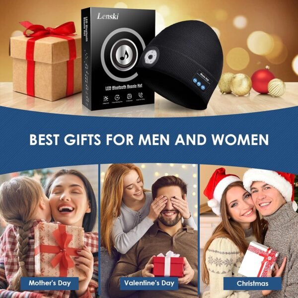 Lenski Stocking Stuffers for Adults Men, Dad Gifts for Men, Bluetooth Beanie Hats, Mens Gifts for Dad Him Grandpa Husband - Image 7