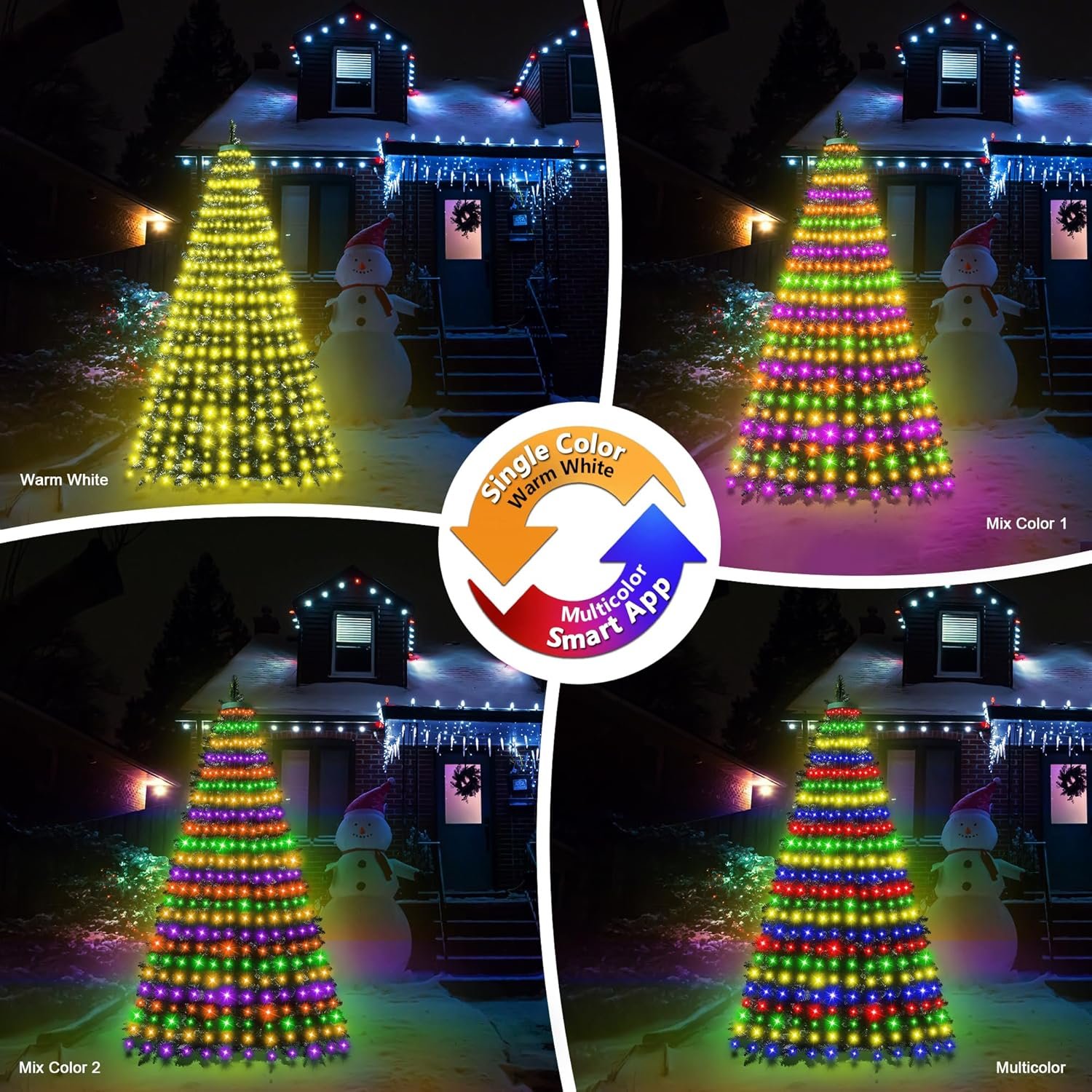 30+ Modes Smart Ring Christmas Tree Lights Indoor Outdoor - 7.2Ft x 12 Lines 312 LED Easy App Control Color Changing Timer Remote Waterproof for 6 7 7.5 Ft Xmas Trees (Warm White or Multicolor) - Image 5