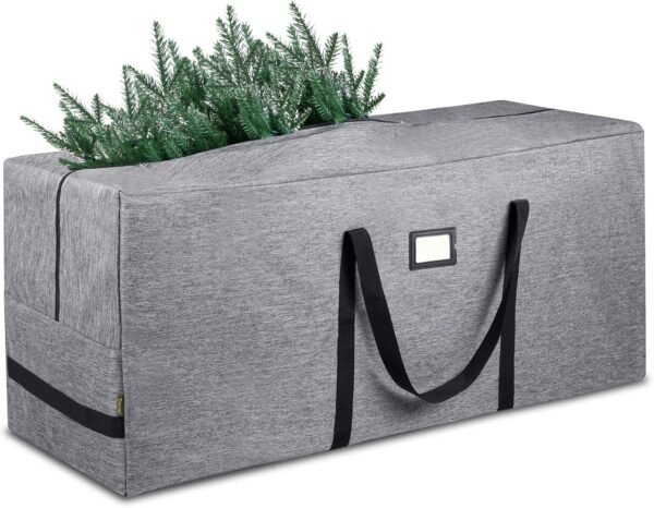 BALEINE 7.5 ft Christmas Tree Storage Bag, Heavy Duty 900D Oxford Fabric with Reinforced Handles and Dual Zippers Wide Opening, Extra Large Storage Container for Trees and Decorations (Grey) - Image 2