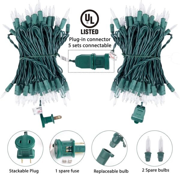 Clear Christmas String Lights 100 Count 25 Feet Incandescent Bulb Mini Lights for Indoor Xmas Tree Garland Birthday Wedding Party Festival Decoration, Green Wire - Image 5