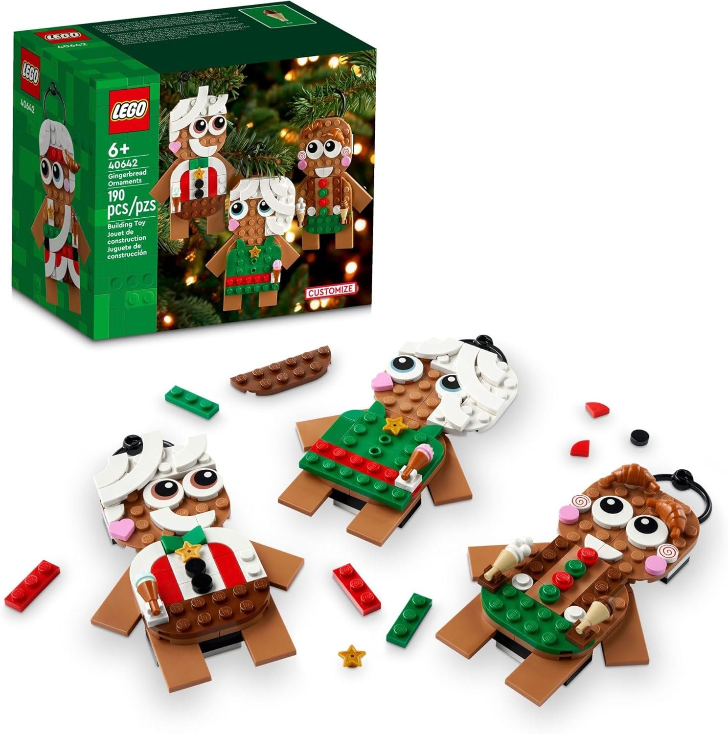 LEGO Gingerbread Ornaments - Christmas Tree Ornaments Building Set for Kids, Boys & Girls, Ages 6+ - 3 Gingerbread Decorations for Tree & Home - Gift Ideas for Kids - 40642 - Image 2