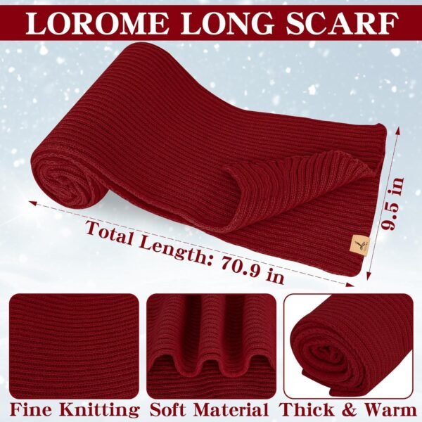 LOROME Women Winter Beanie Hat Scarf Gloves Set, Fleece Knitted Pompom Hat Warm Neck Scarf Touchscreen Gloves Winter Gift - Image 5