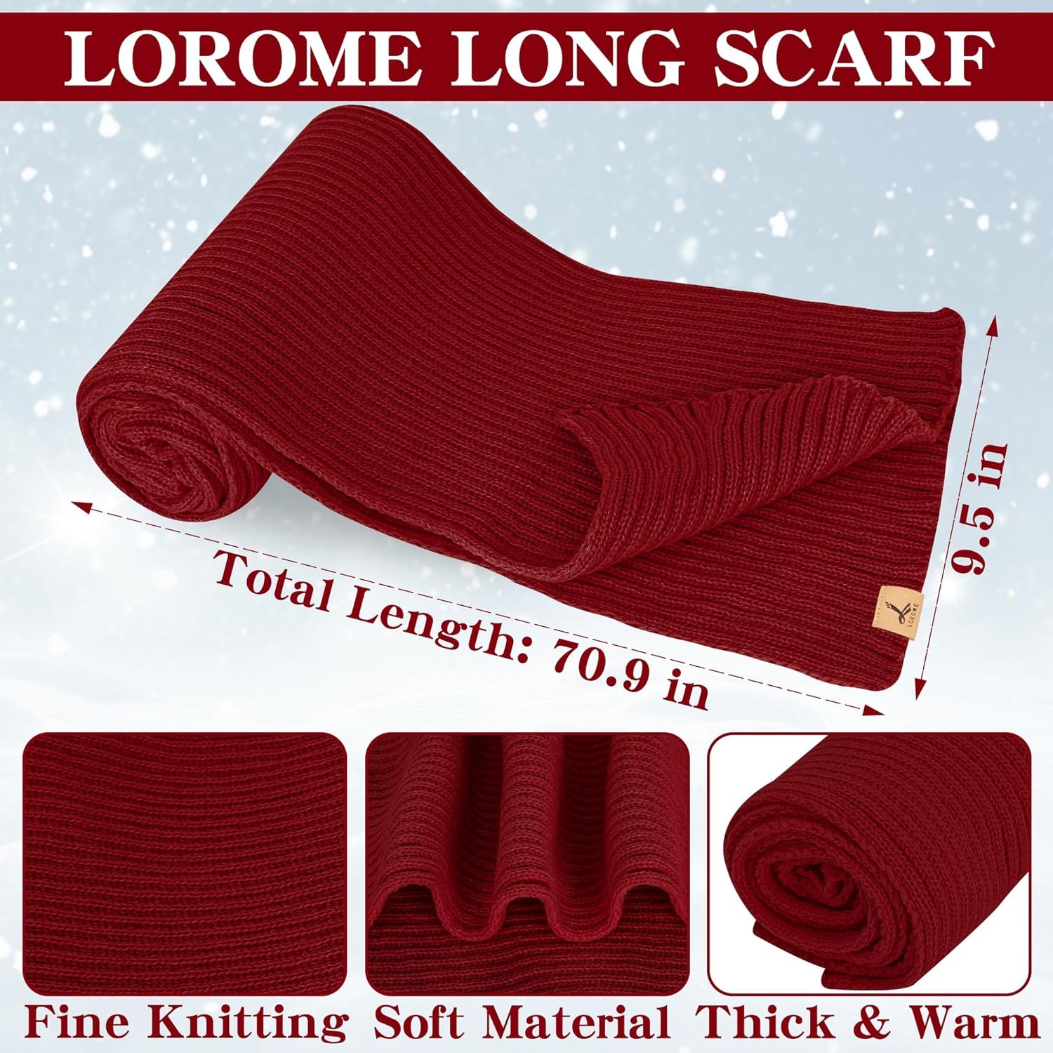 LOROME Women Winter Beanie Hat Scarf Gloves Set, Fleece Knitted Pompom Hat Warm Neck Scarf Touchscreen Gloves Winter Gift - Image 5