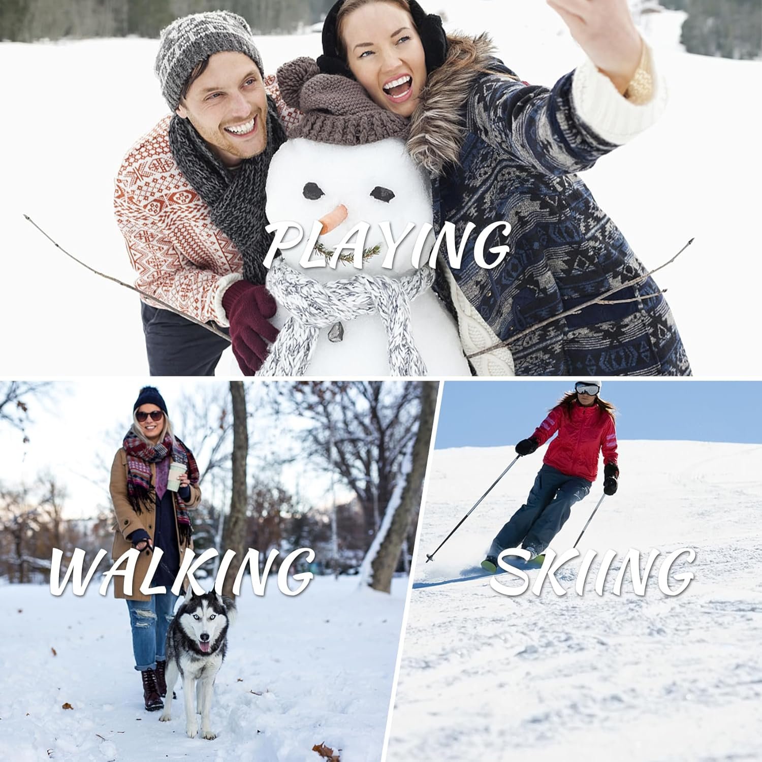 4-Pieces Warm Winter Beanie Hat Scarf Set Thick Knit Hat Beanie Skull Caps Scarfs for Women Men - Image 7