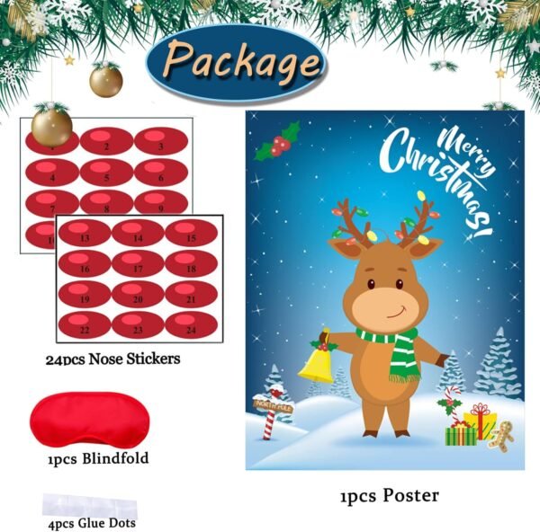 Christmas Party Games for Kids Pin The Nose On The Deer Kids Christmas Games for Party Christmas Activities for Families Pin The Nose On The for Adults Christmas Games - Image 4