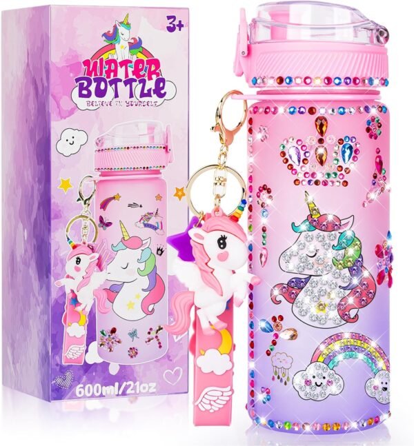 CUISH Decorate Your Own Water Bottle for Girls Age 4-6-8-10, Girls Toys Age 6-8-13, Personalized Gifts Stocking Stuffers for Kids Girls, Unicorn DIY Art Crafts Birthday Gifts Christmas Toys for Girls - Image 2
