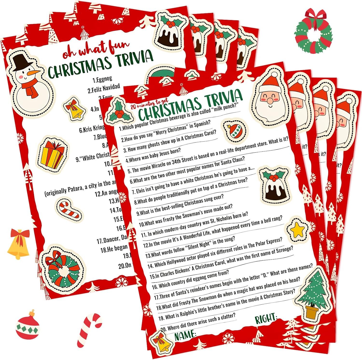 80 Pieces Christmas Trivia Games Question and Answer Cards Trivia Games for Family, Christmas Vacation Game Guessing Activity Holiday Games for Adults Coworkers Groups Christmas Party Supplies - Image 2