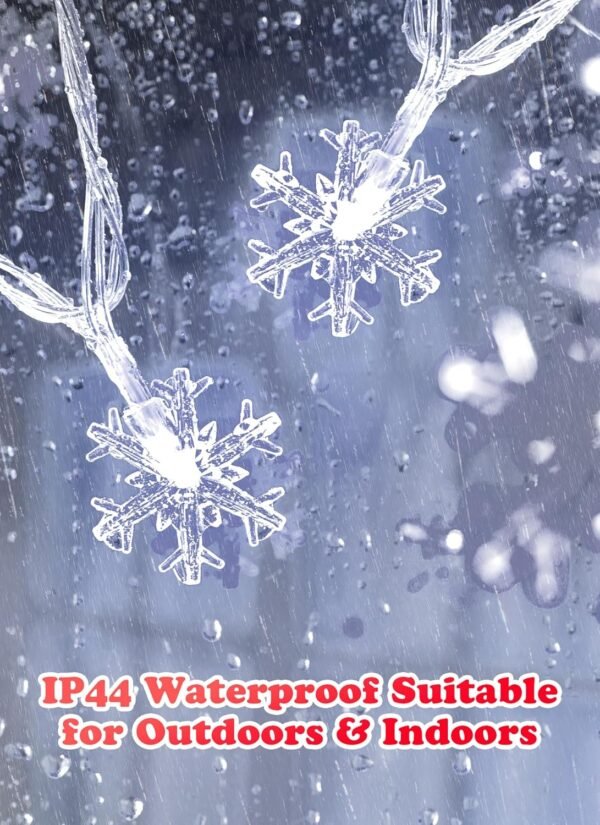 Christmas Snowflakes Light, Snowflakes Holiday Lights with Battery Operated, Waterproof Shatterproof Snowflake Decorative Xmas Fairy Lights for Outdoor Xmas Decor (Pure White, 2 Pack) - Image 4