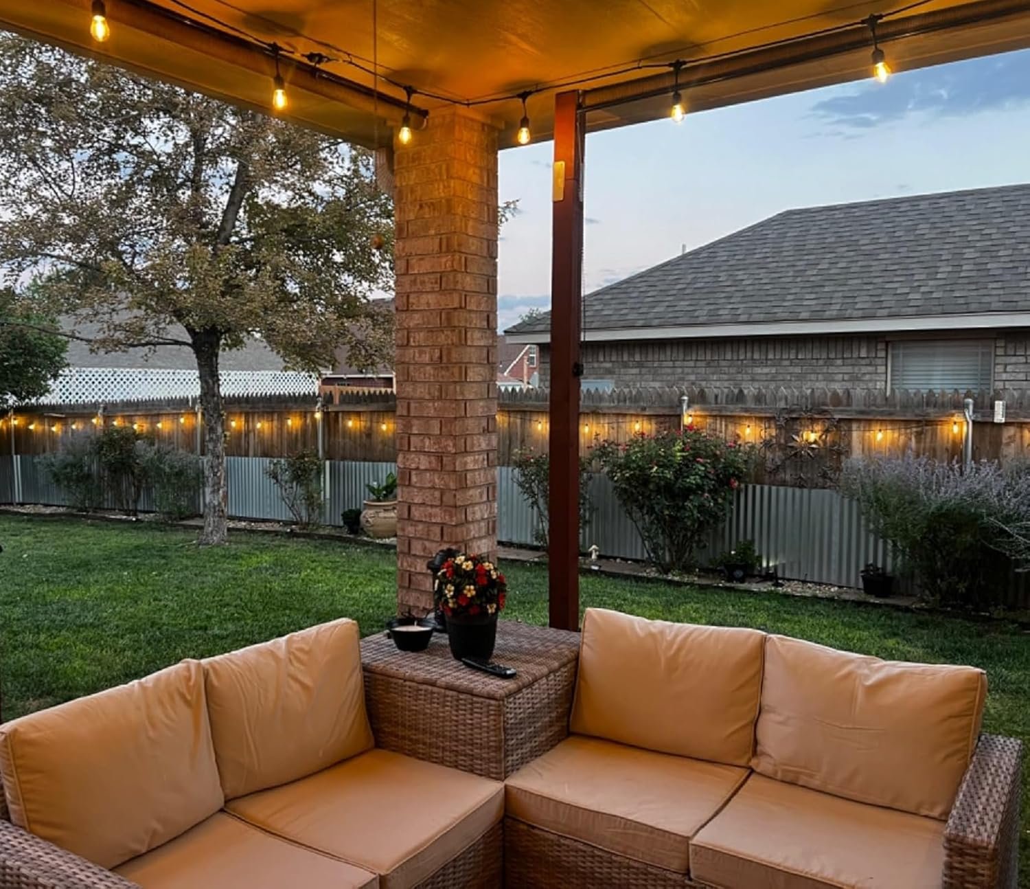 Outdoor String Lights Waterproof, 25 Feet Patio Lights with 13 ST38 Edison Bulbs(1 Sqare), Outside Hanging Decorative Lights for Porch, Blacony, Backyard, Bistro, Garden, 2700K - Image 9