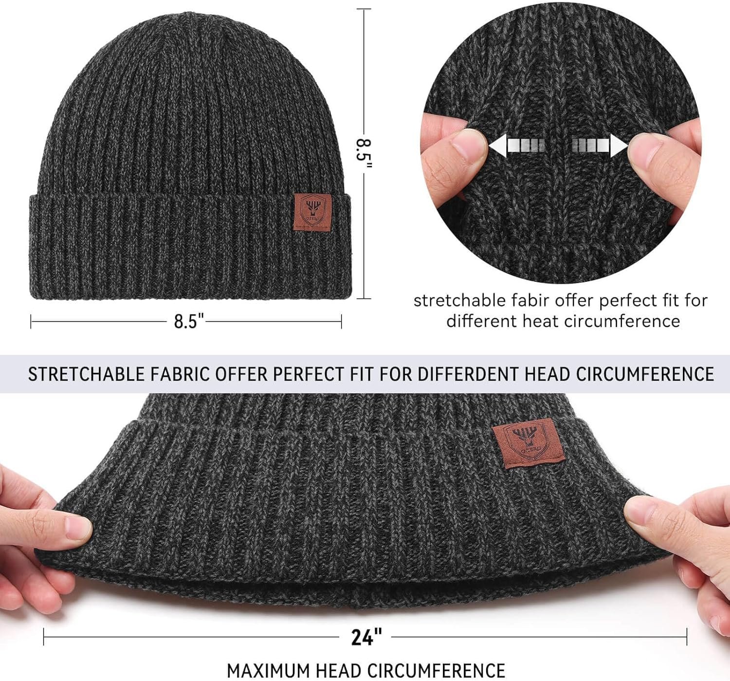 OZERO Knit Beanie Winter Hat, Thermal Thick Polar Fleece Snow Skull Cap for Men and Women - Image 6